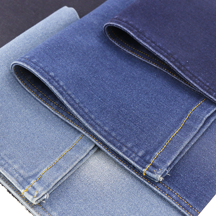 High quality Dyed selvedge polyester cotton spandex black stone washed denim fabric for jack