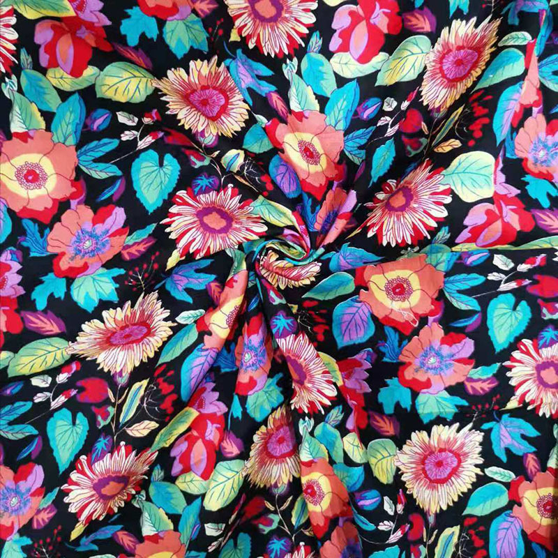 Wholesale custom stock lot 100 cotton textiles fabrics floral print poplin canvas cotton fabric