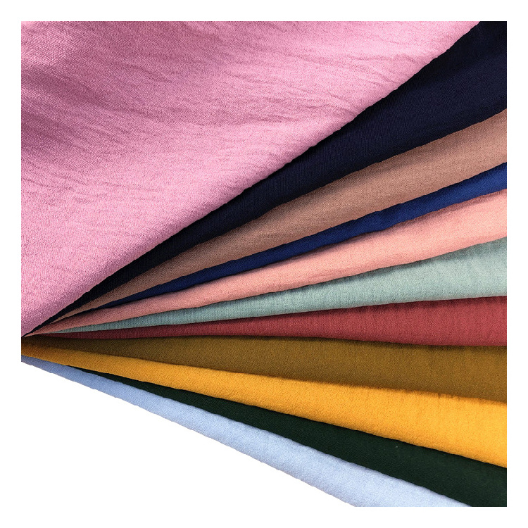 Customize rollos de tela ari flow Crinkle tissu polyester textile woven cey crepe fabric 100% polyester for dresses