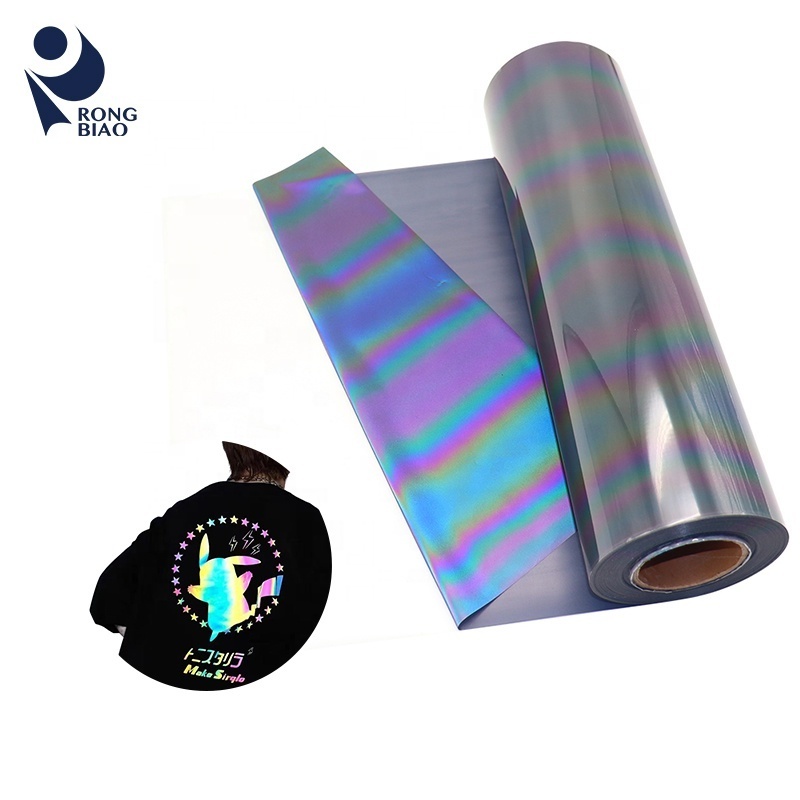 Wholesale PU reflective film material heat press on fabric textile garment silver reflective PU heat transfer vinyl