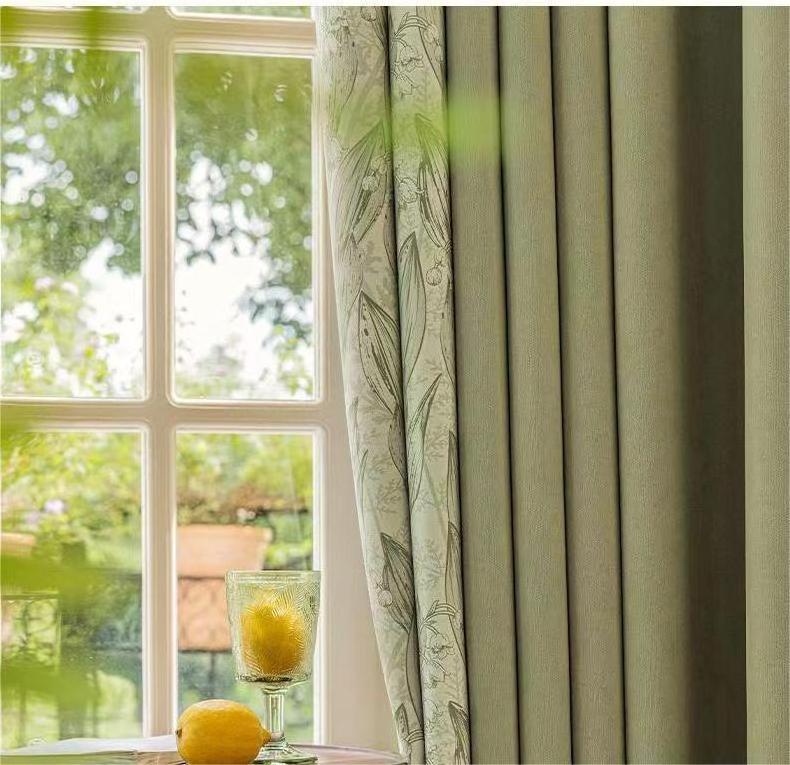 Living room bedroom bay window balcony Chenille patchwork printed curtains