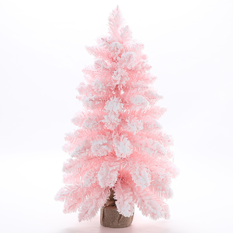 Cross border New Pink Pointed Snow Spray Mini Christmas Tree 30cm Christmas Snowflake Desktop Window Decoration