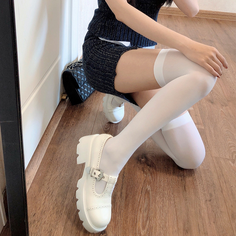 September events White knee socks ins trendy summer thin women's white silk stockings long tube jk thigh black knee socks