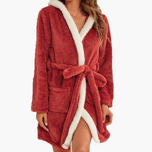 Christmas theme  flannel nightgown women's jacquard flannel pajamas with thick couple pajamas