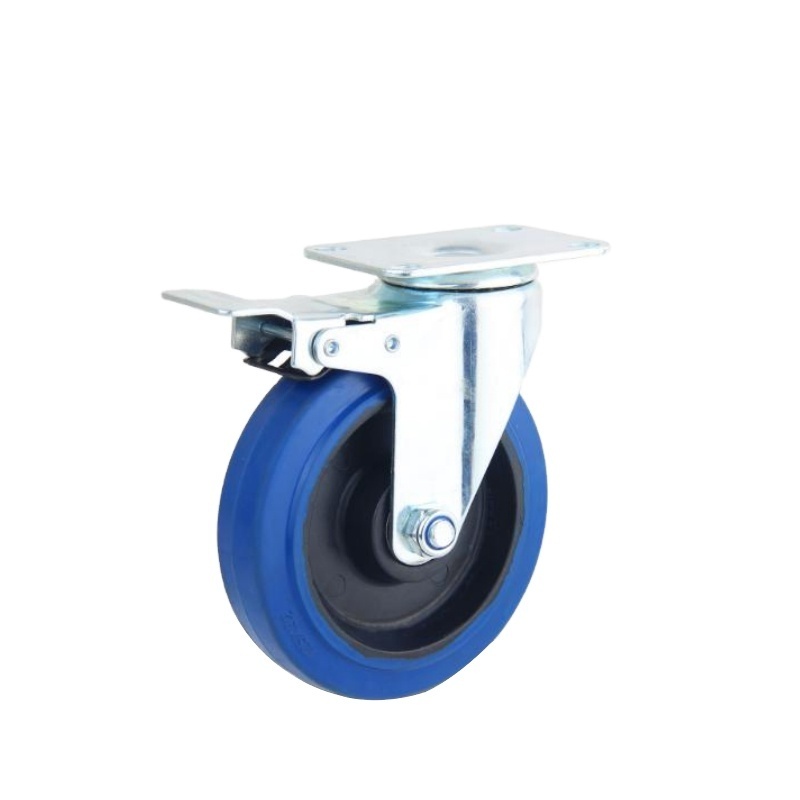 Double Ball Bearing Swivel Caster Industrial Medium Duty TPR Caster Flat Free PP Core Metal Castor Wheels