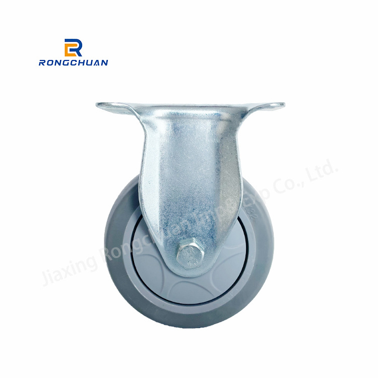 4Inch Swivel Heavy Duty Industrial Caster Wheel Furniture Chair Bed Cabinet Grey TPR Wheel Caster with Brake