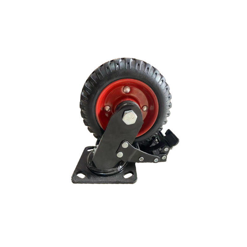 Heavy Duty Casters Solid Black Rubber Wheels 4 5 6 8 inch Plate Type Industrial Caster wheel