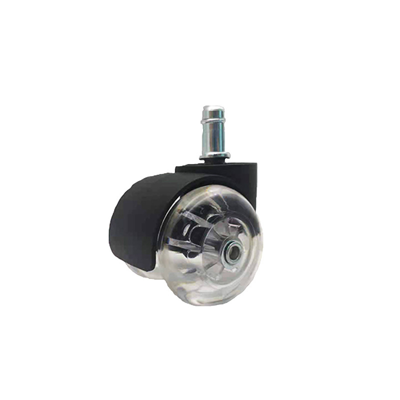 Factory Price Office Chair Casters Plug-In 2 Inch Transparent PU Swivel Furniture Double Wheel