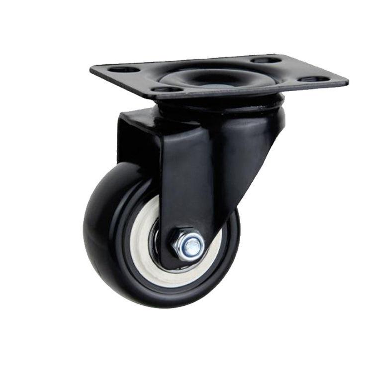 1.5/2/2.5 inch flat bottom swivel black electrophoresis double bearing Black PVC Wheel White core furniture caster wheel