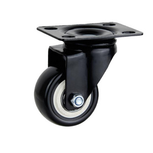 1.5/2/2.5 inch flat bottom swivel black electrophoresis double bearing Black PVC Wheel White core furniture caster wheel