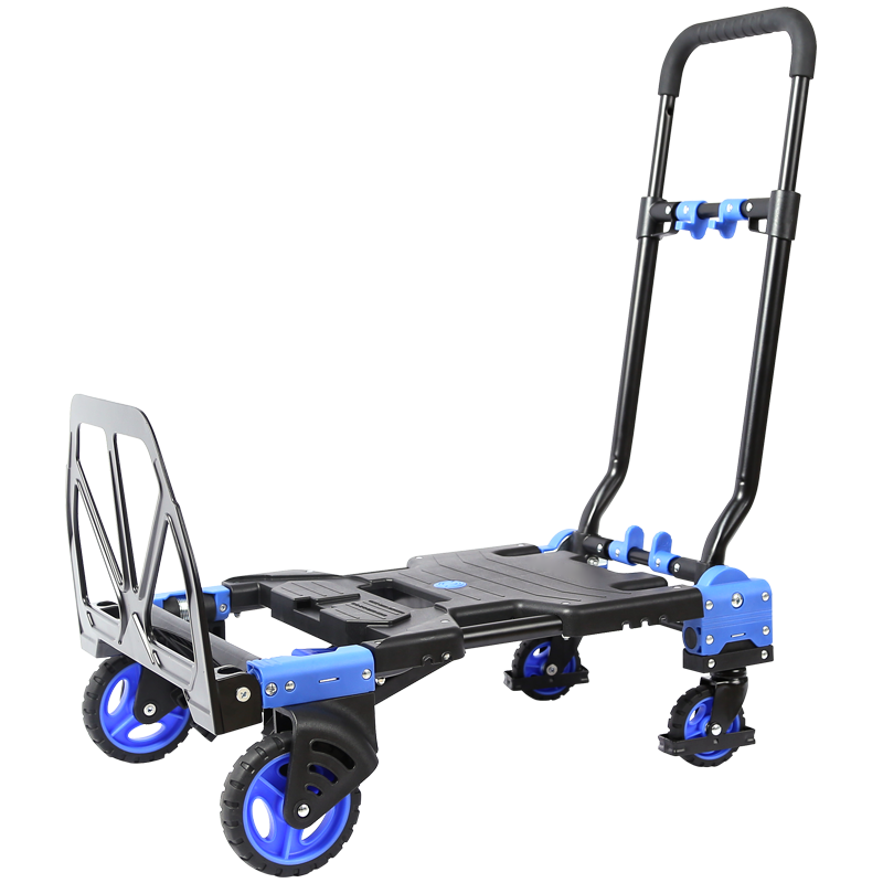 46*65 cm High Quality Plastic Foldable Trolley 4 Wheels Warehouse Storage Hand Cart Dual-purpose Design