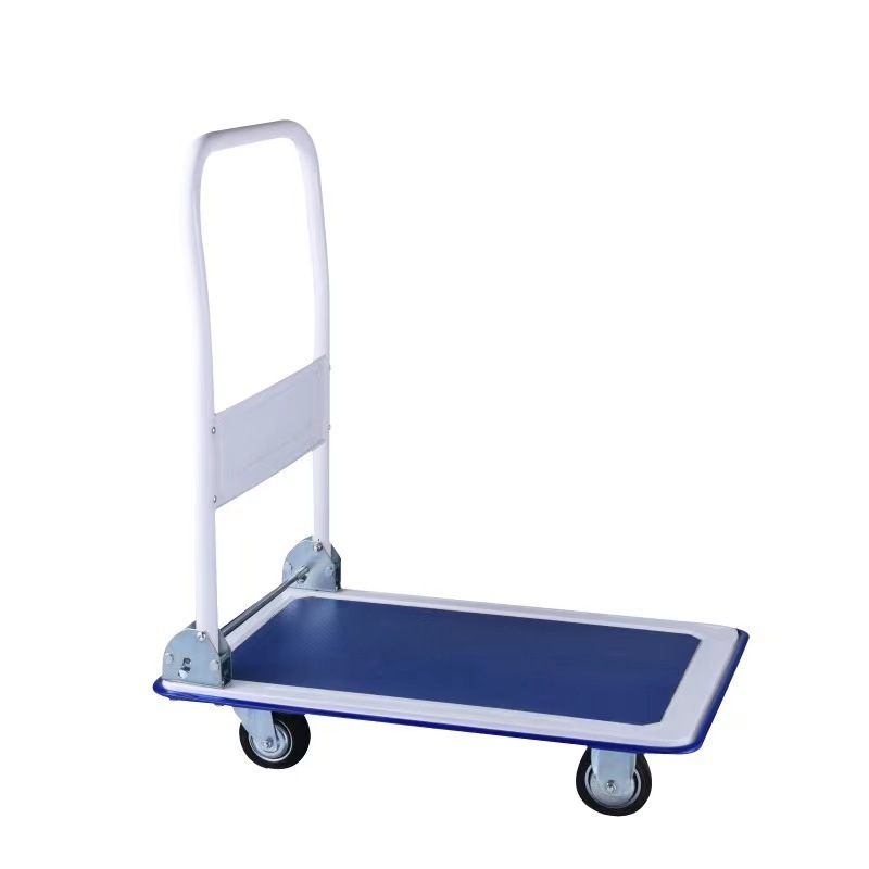 150kgs/300kgs High Quality Four Wheels Capacity Steel Blue Platform Hand Cart Trolley