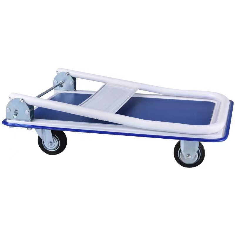 150kgs/300kgs High Quality Four Wheels Capacity Steel Blue Platform Hand Cart Trolley