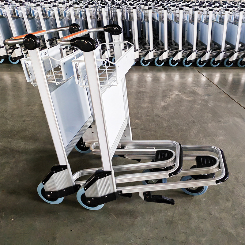 Passenger Baggage Airport 3 Wheels Trolley Airport Luggage Trolley Hand Carts Aluminium luggage Trolley With Brake