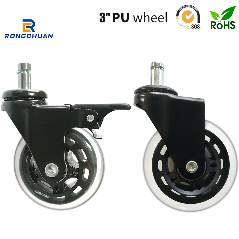 Office Chair Wheels Replacement Set Protect Hardwood Floors Heavy Duty Roller Blade Desk Chair Casters 3 Inch Rubber Caster