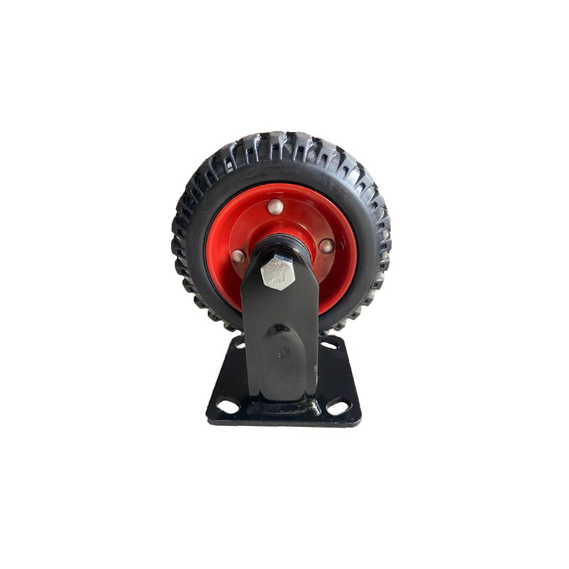 Heavy Duty Casters Solid Black Rubber Wheels 4 5 6 8 inch Plate Type Industrial Caster wheel