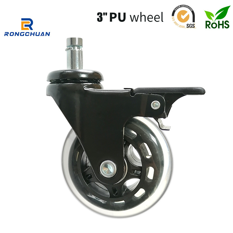 Office Chair Wheels Replacement Set Protect Hardwood Floors Heavy Duty Roller Blade Desk Chair Casters 3 Inch Rubber Caster