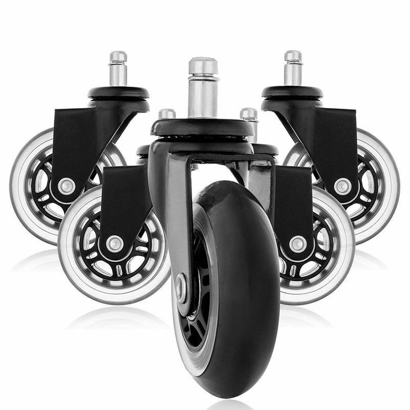 Replacement Set Protect Hardwood Floors Heavy Duty Roller Blade Office Chair Wheels Desk Chair Casters 3 Inch Rubber Caster PU