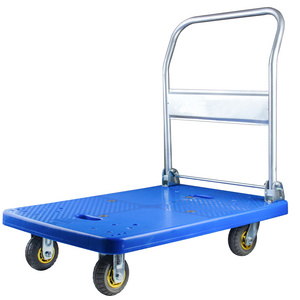 Hand Trolley Chrome Plated 90*60CM 500kgs Load Capacity Plastic Flatbed Push Cart With Silent Wheel Trolley Carts For Tool