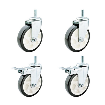 Medium Duty Industrial Caster Wheels Threaded Stem Rotate Casters 2.5/3/4/5 Inch PVC Caster Wheels with Dual Locking