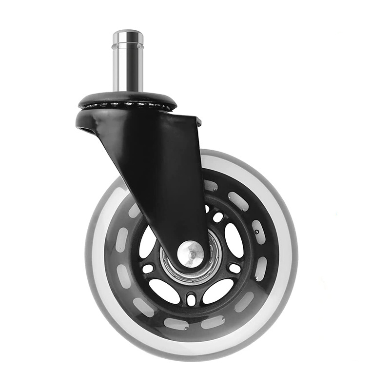 Best-selling Universal Fit Chair Casters 3 Inch Transparent Polyurethane Swivel Office Chair Caster Wheels for All Floors