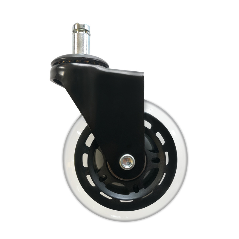 Universal Fit Office Chair Casters Transparent PU Polyurethane Wheels 3 Inch Swivel  Furniture Caster Wheels