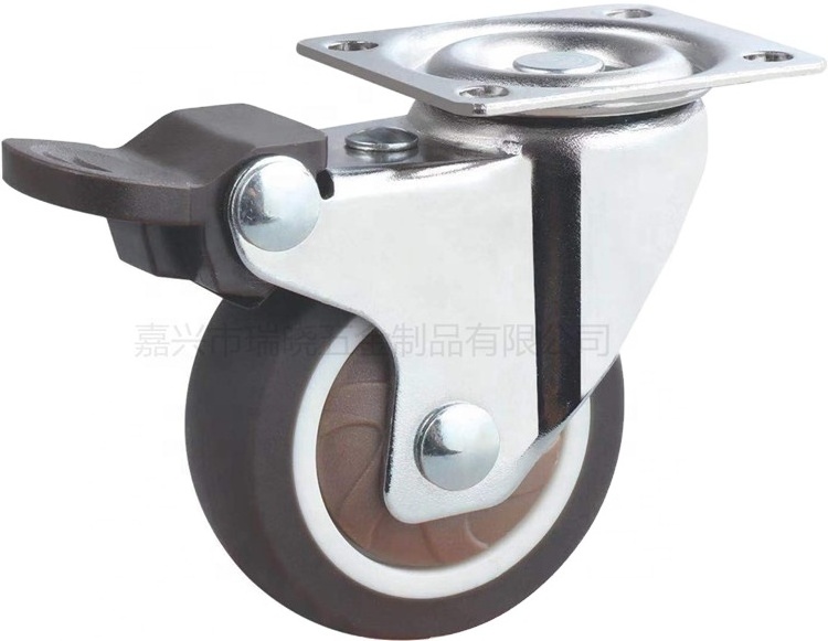 China Export Widely Used Superior Quality furniture office 1/1.5/2 inch light duty fixed silent brown caster wheel