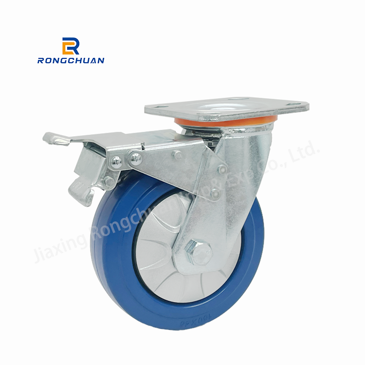 6 Inch Heavy Duty Swivel Caster Blue Rubber Wheels Industriale Castor With 50mm Wheel Width