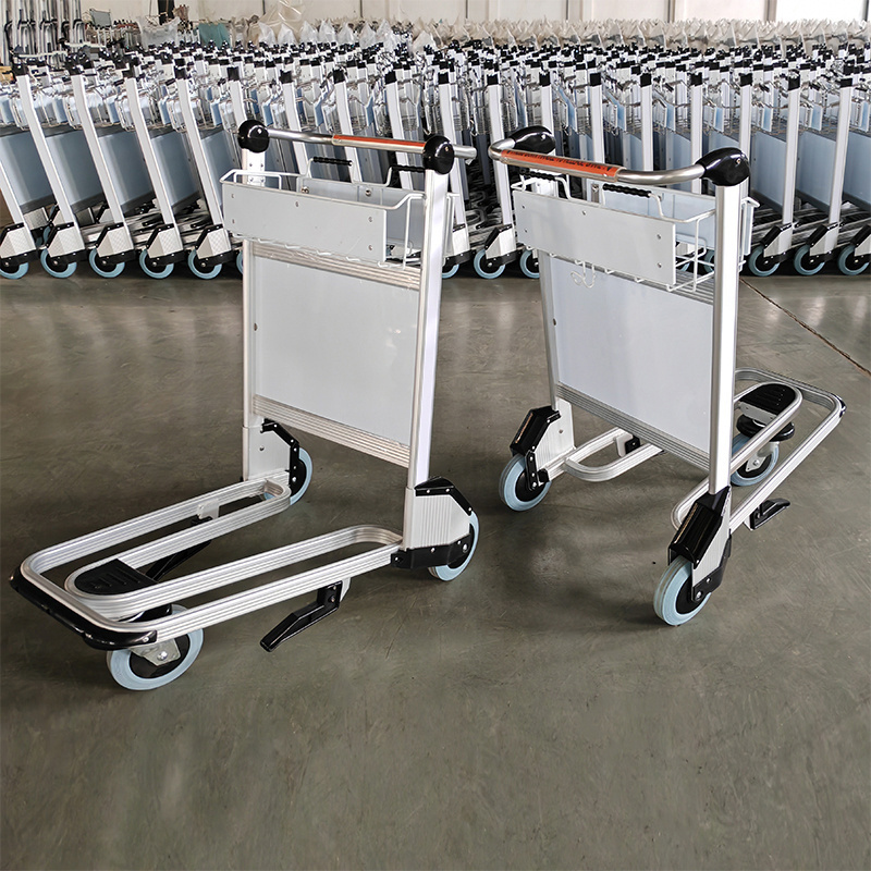 Passenger Baggage Airport 3 Wheels Trolley Airport Luggage Trolley Hand Carts Aluminium luggage Trolley With Brake