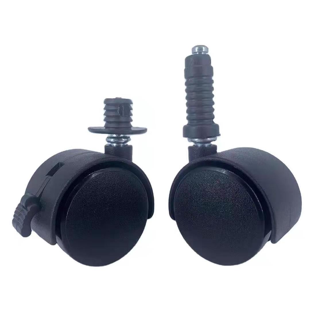 2 inch M6 M8 thread screw gaming chair plastic caster wheels Black PP/Nylon office chair locking casters