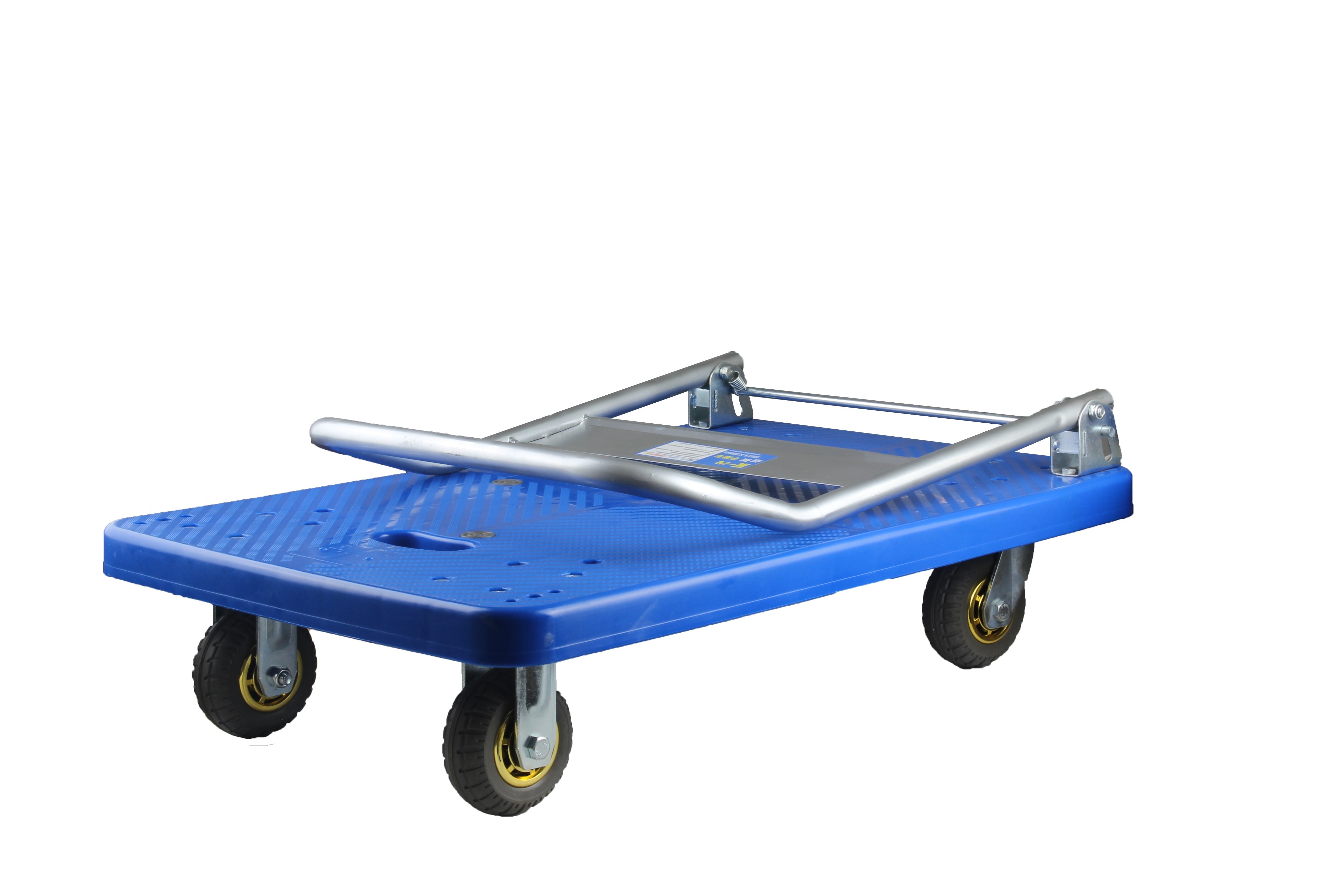 Hand Trolley Chrome Plated 90*60CM 500kgs Load Capacity Plastic Flatbed Push Cart With Silent Wheel Trolley Carts For Tool