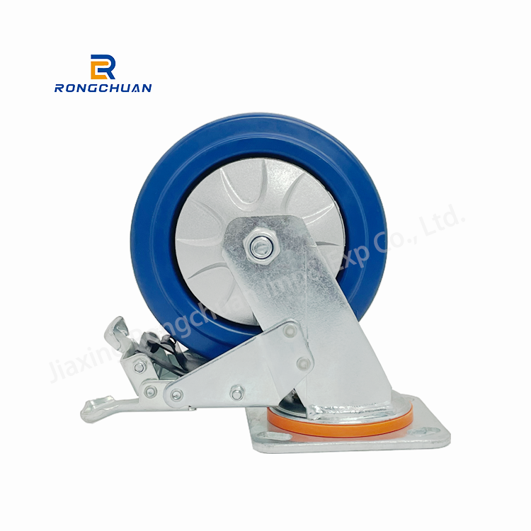 6 Inch Heavy Duty Swivel Caster Blue Rubber Wheels Industriale Castor With 50mm Wheel Width