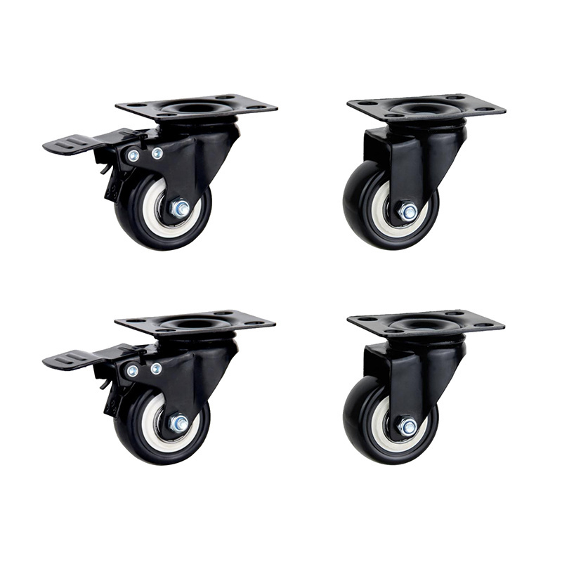 Swivel Plate Furniture Casters Polyurethane PU Wheels Heavy Duty Casters 2