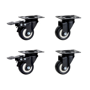 Swivel Plate Furniture Casters Polyurethane PU Wheels Heavy Duty Casters 2" Caster Wheels Set of 4 with Brake