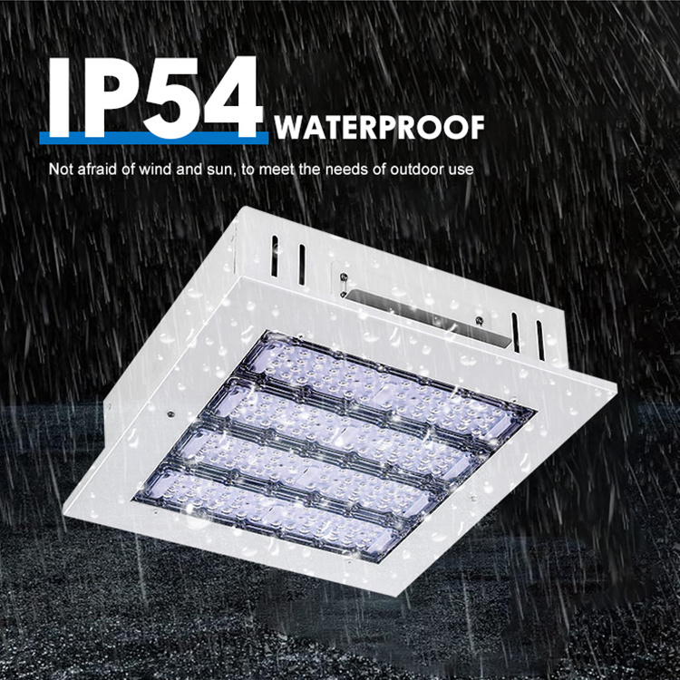 IP54 Waterproof Housing Accessories Aluminum Surface Mounted Gas Station Lighting 100W 150W 200W Led Canopy Light