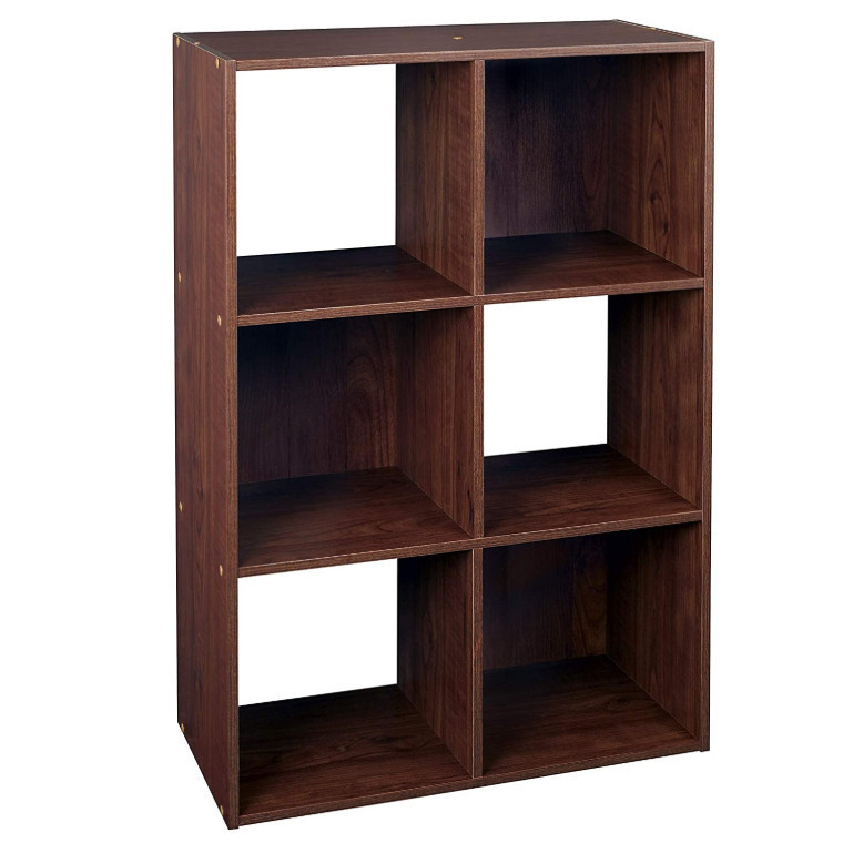 Stackable 6 cube design Dark Cherry Organizer exquisite Versatile durable wood shelf wall