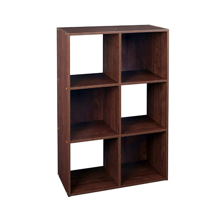 Stackable 6 cube design Dark Cherry Organizer exquisite Versatile durable wood shelf wall