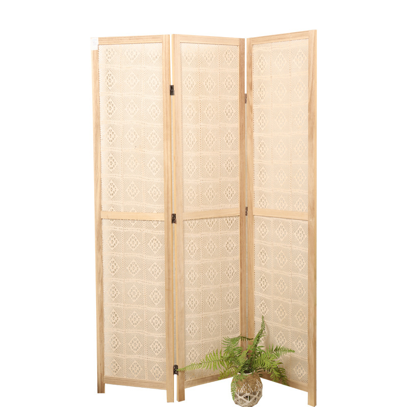 Wooden Handmade Macrame Pattern Room Partition Divider