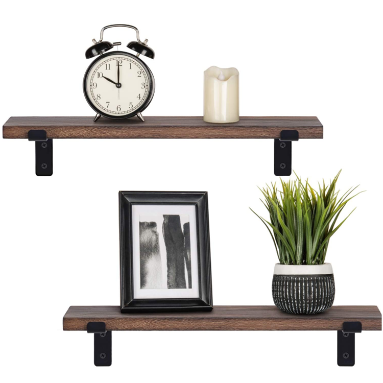 Office Set of 2 rustic  antique display storage organizer wood wall mount shelf