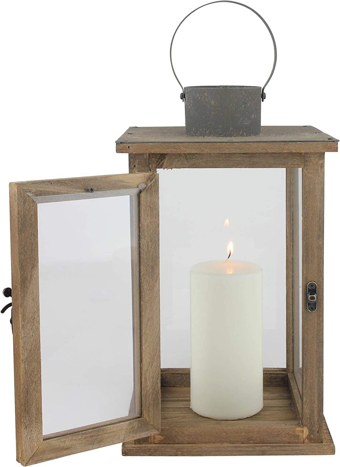 Wooden Lanterns With Metal Handle For Candle Home Decor And Outdoor Garden Wood Decorative candle Lantern