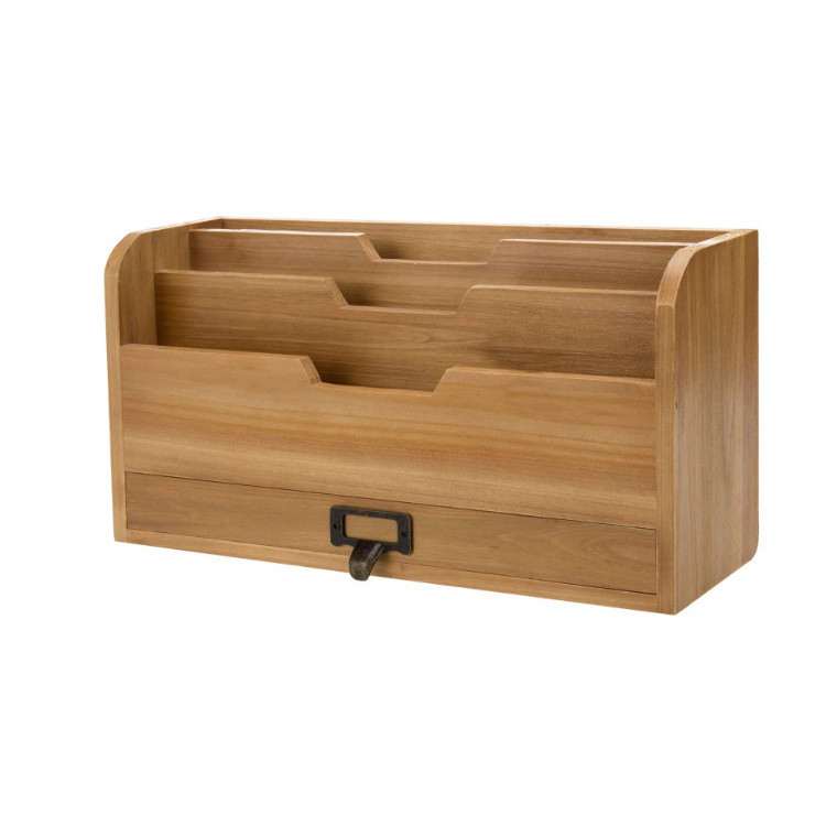 Novel design environmental water proof drawer display wooden desk organizer file case