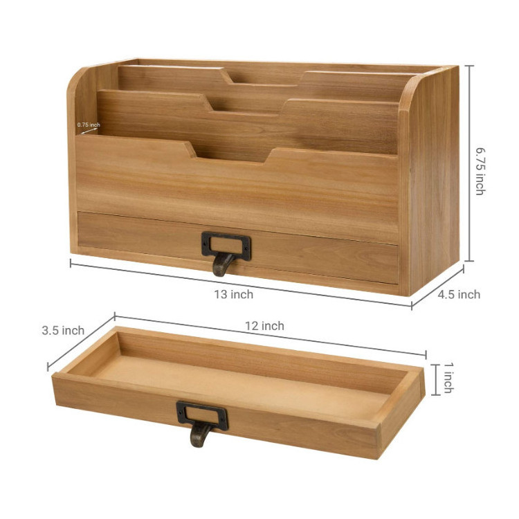 Novel design environmental water proof drawer display wooden desk organizer file case