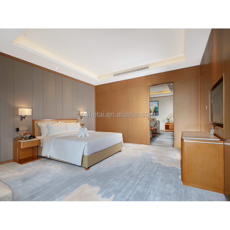 5 star Hotel Bedroom Furniture Sets and walls fixed wood veneer furnitures