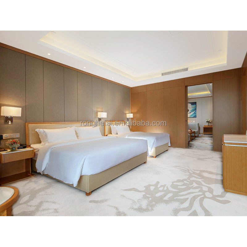 5 star Hotel Bedroom Furniture Sets and walls fixed wood veneer furnitures