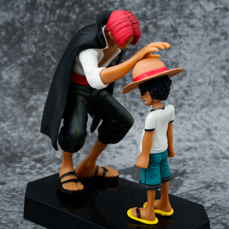 18cm Anime Figure Luffy Shanks Touching Head Model Ornament Action Figure