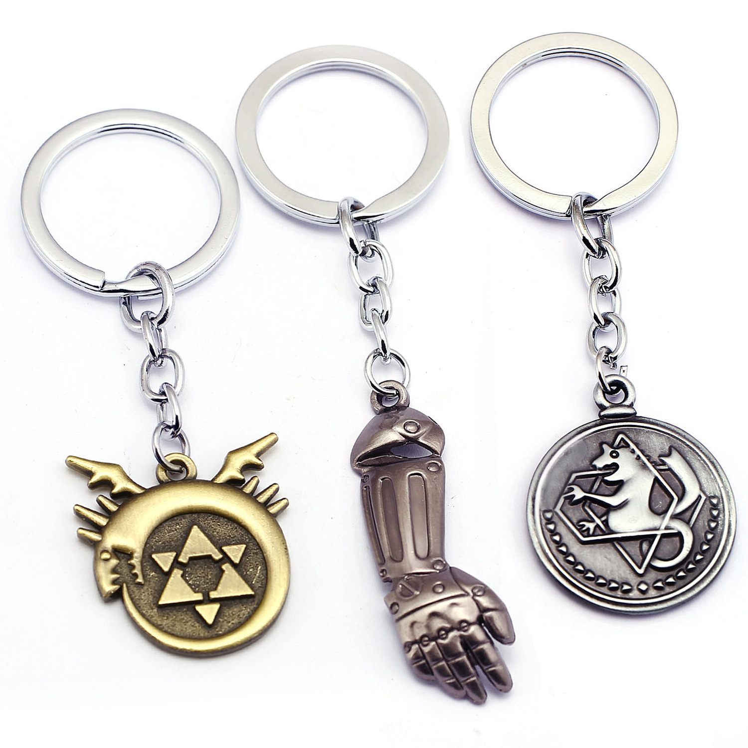 Anime Fullmetal Alchemist Necklace Arm Cross Snake Logo Charm Keychain