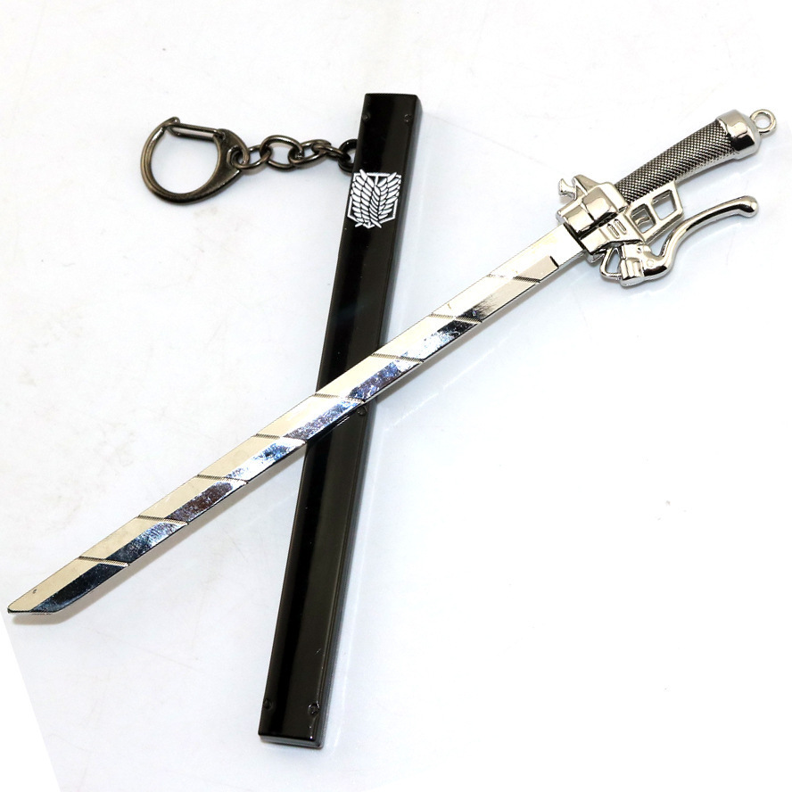 17cm Anime Attack on Titan Scout Regiment Knife Sword Keychains Eren Jaeger Weapon Metal Keychain