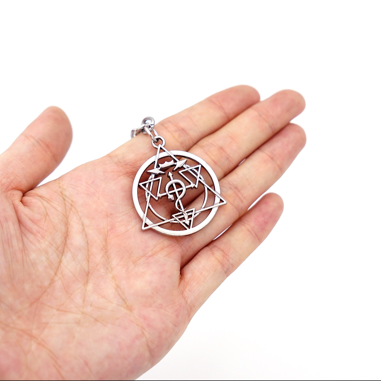 Anime Fullmetal Alchemist Necklace Arm Cross Snake Logo Charm Keychain