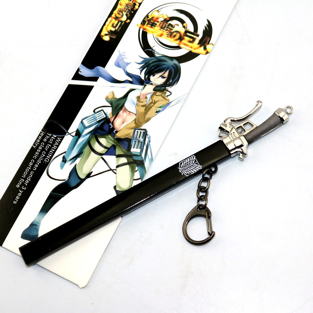 17cm Anime Attack on Titan Scout Regiment Knife Sword Keychains Eren Jaeger Weapon Metal Keychain