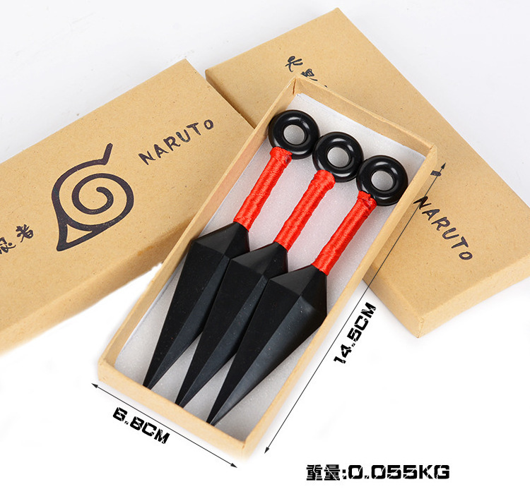 3pcs Set Anime Konoha Ninja Kakashi Cosplay Knives Weapons Kunai Set Prop